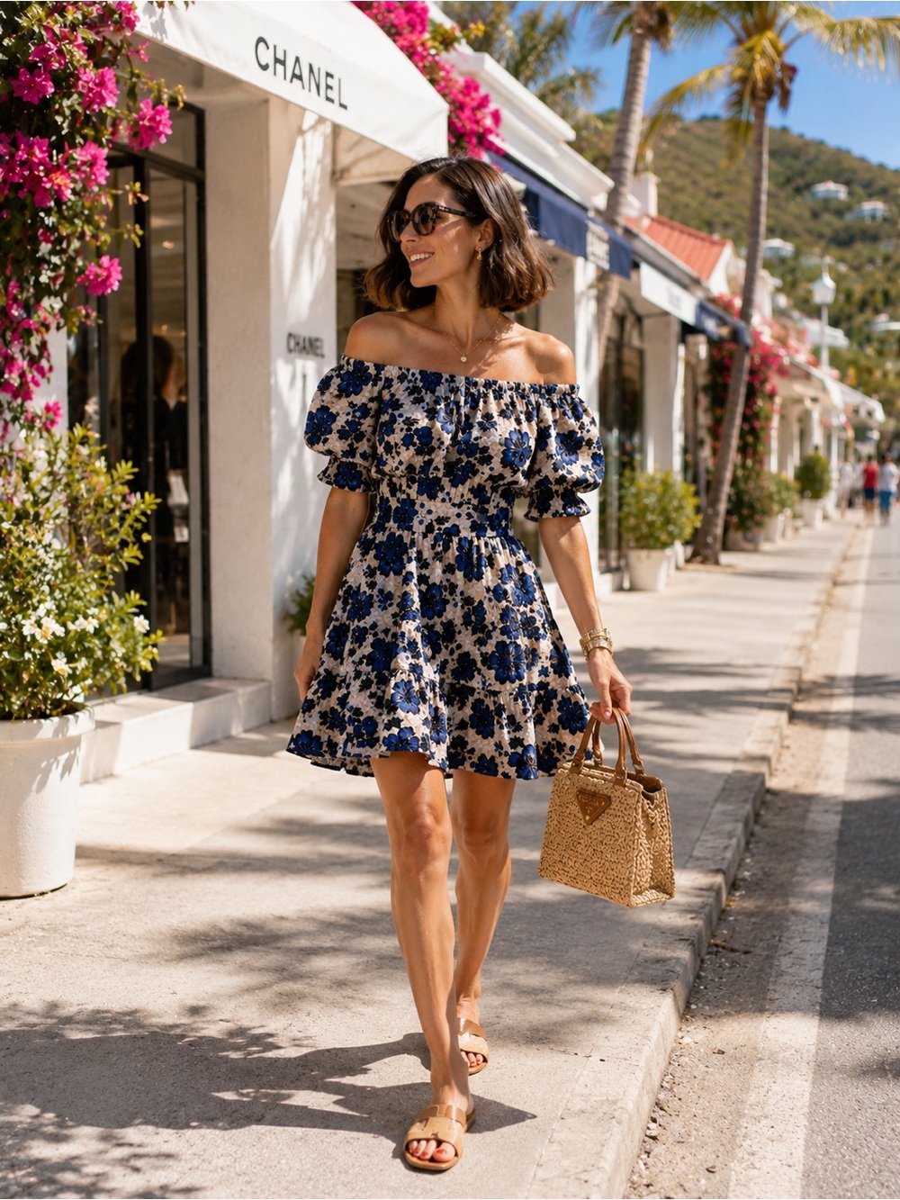 Ulla Johnson “Celia” Blue Floral Puff Sleeve Mini Dress - Sz 0